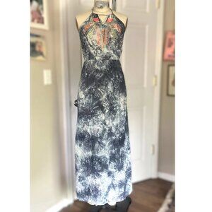 URBAN OUTFITTERS Southwestern NEON TIE-DYE Halter Goddess MAXI Dress *SMALL*